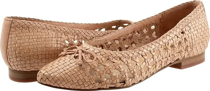 Trotters Edith Women's Flat Shoes Sand : 6 W (D), Leather