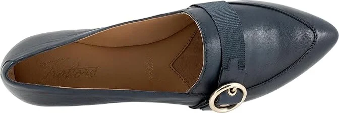 Trotters Emmett Women's Flat Shoes Navy : 7 M (B), Leather - Image 2