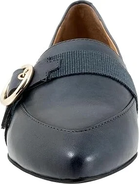 Trotters Emmett Women's Flat Shoes Navy : 7 M (B), Leather - Image 5