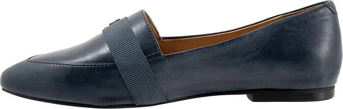 Trotters Emmett Women's Flat Shoes Navy : 7 M (B), Leather - Image 6