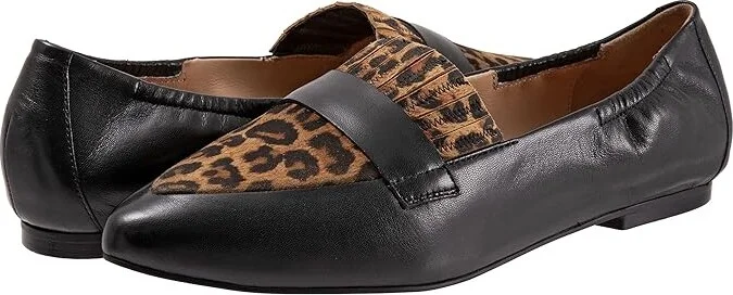 Trotters Emotion Women's Shoes Black/Tan Cheetah : 5 M (B), Leather/Suede