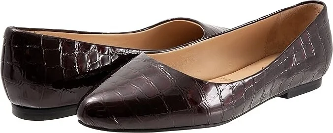 Trotters Estee Women's Slip-on Dress Shoes Burgundy Croco/Patent : 9 N (AA), Leather