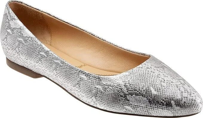 Trotters Estee Women's Slip-on Dress Shoes Silver Snake Leather : 7 WW (EE)