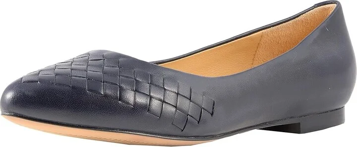 Trotters Estee Woven Women's Shoes Navy Woven Leather : 10.5 WW (EE) - Image 2