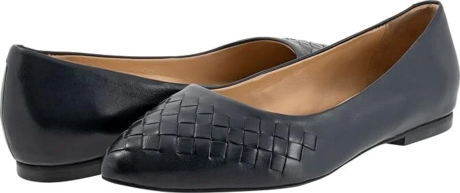 Trotters Estee Woven Women's Shoes Navy Woven Leather : 10.5 WW (EE)