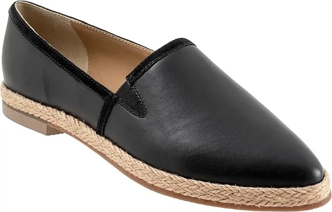 Trotters Estelle Women's Flat Shoes Black : 12 M (B), Canvas