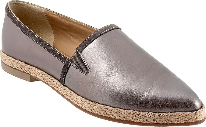 Trotters Estelle Women's Flat Shoes Pewter Metallic : 7.5 W (D), Canvas