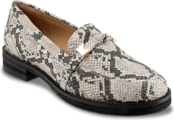 Black/Stone Snake Print Leather