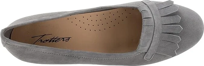 Trotters Greyson Women's Flat Shoes Smoke Grey Suede : 8 W (D) - Image 2