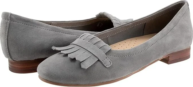 Trotters Greyson Women's Flat Shoes Smoke Grey Suede : 8 W (D)