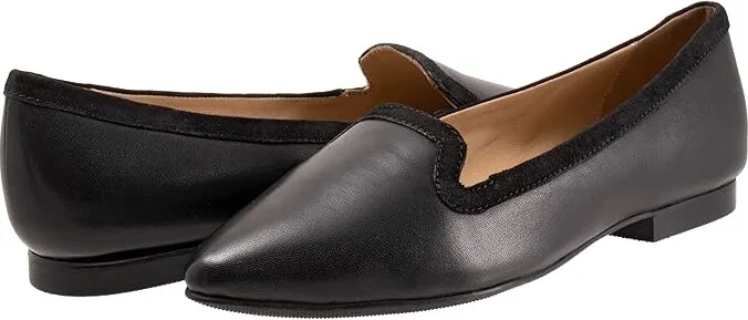 Trotters Hannah Women's Flat Shoes Black : 6.5 M (B), Leather