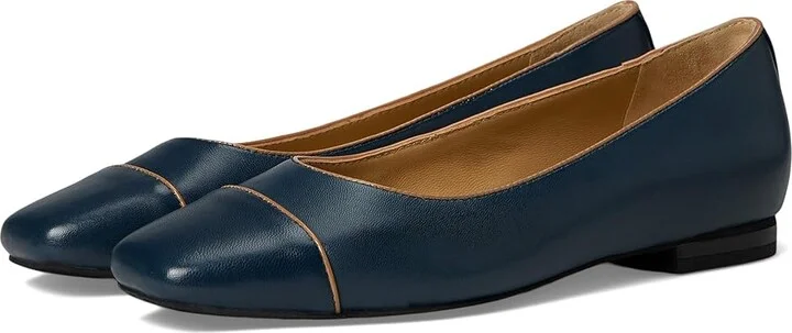 Trotters Harbor Women's Flat Shoes Navy Tan : 10 N (AA), Leather/Rubber