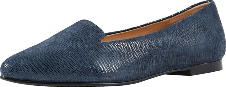 Trotters Harlowe Women's Flat Shoes Navy Soft Lizard Embossed Patent Suede : 7 N (AA), Suede/Leather - Image 2