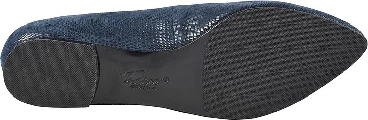 Trotters Harlowe Women's Flat Shoes Navy Soft Lizard Embossed Patent Suede : 7 N (AA), Suede/Leather - Image 4