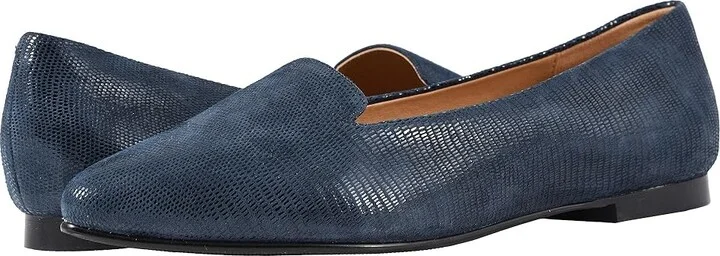 Trotters Harlowe Women's Flat Shoes Navy Soft Lizard Embossed Patent Suede : 7 N (AA), Suede/Leather