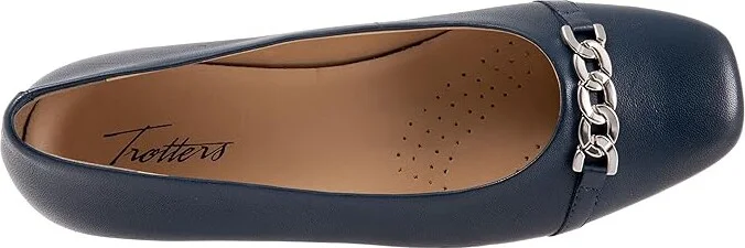 Trotters Harmony Women's Flat Shoes Navy : 12 W (D), Leather - Image 2