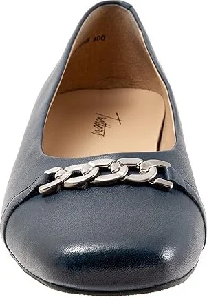 Trotters Harmony Women's Flat Shoes Navy : 12 W (D), Leather - Image 5