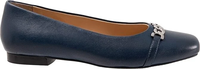 Trotters Harmony Women's Flat Shoes Navy : 12 W (D), Leather - Image 7