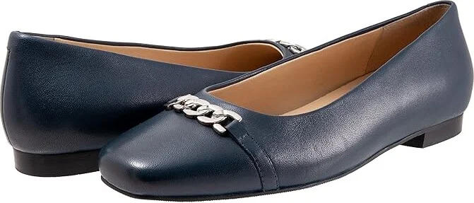 Trotters Harmony Women's Flat Shoes Navy : 12 W (D), Leather