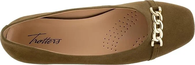 Trotters Harmony Women's Flat Shoes Olive Suede : 8 W (D), Leather - Image 2