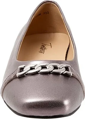 Trotters Harmony Women's Flat Shoes Pewter : 7.5 M (B), Leather - Image 5
