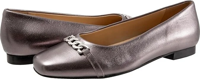 Trotters Harmony Women's Flat Shoes Pewter : 7.5 M (B), Leather