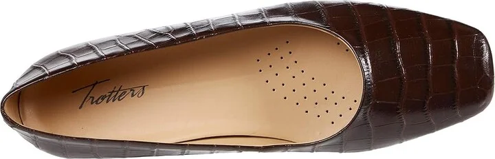 Trotters Honor Women's Shoes Dark Brown Croco Leather : 8.5 WW (EE) - Image 2