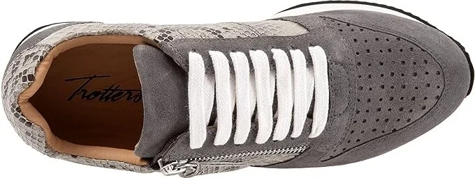 Trotters Infinity Women's Shoes Grey Suede Snake : 7 M (B), Leather - Image 2