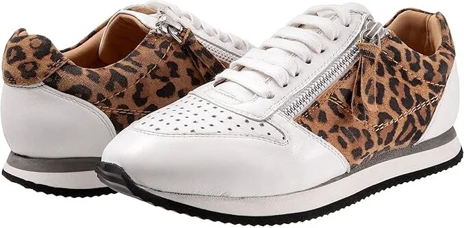Trotters Infinity Women's Shoes White Tan Cheetah : 8 W (D), Leather