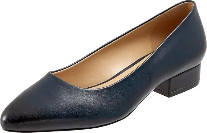 Trotters Jewel Women's Lace Up Wing Tip Shoes Navy Leather : 6.5 W (D)