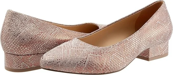 Trotters Jewel Women's Lace Up Wing Tip Shoes Rose Gold Metallic Snake : 5.5 M (B), Leather