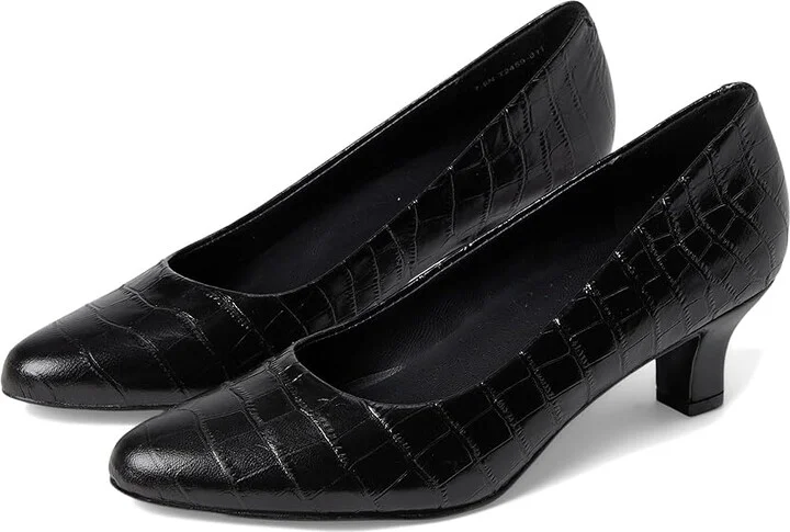 Trotters Kate High Women's Heels Black Croco : 8.5 M (B), Leather/Rubber