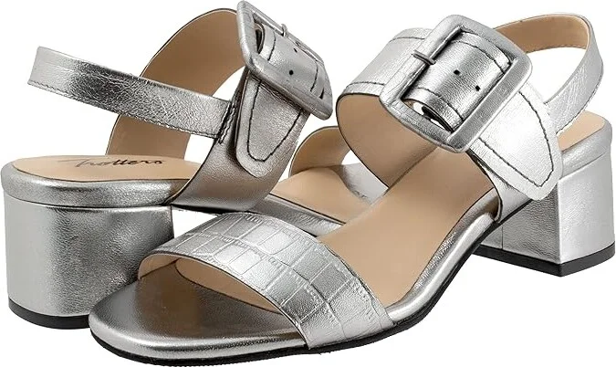 Trotters Laila Women's Shoes Pewter Metallic : 6.5 W (D), Leather