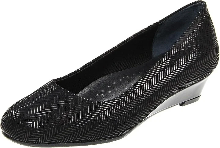 Trotters Lauren Women's Wedge Shoes Black Suede Patent Leather : 6 N (AA) - Image 2