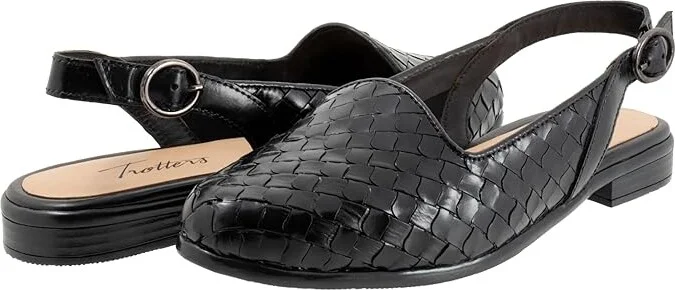 Trotters Lea Women's Flat Shoes Black : 10 M (B), Leather/Rubber