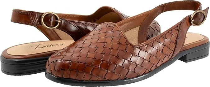 Trotters Lea Women's Flat Shoes Brown : 6.5 M (B), Leather/Rubber