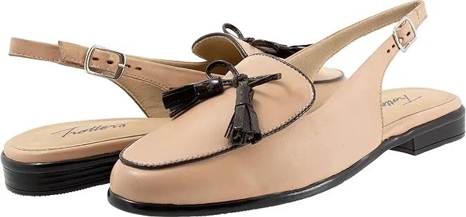 Trotters Lillie Women's Flat Shoes Beige/Dark Brown : 12 N (AA), Leather