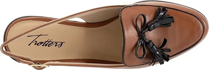 Trotters Lillie Women's Flat Shoes Cognac/Black : 6.5 WW (EE), Leather - Image 2