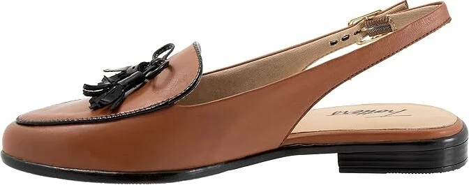 Trotters Lillie Women's Flat Shoes Cognac/Black : 6.5 WW (EE), Leather - Image 6