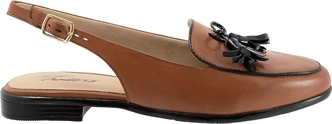 Trotters Lillie Women's Flat Shoes Cognac/Black : 6.5 WW (EE), Leather - Image 7