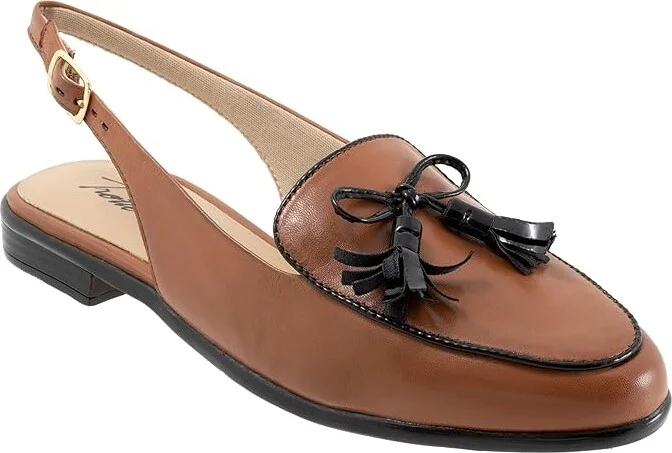 Trotters Lillie Women's Flat Shoes Cognac/Black : 6.5 WW (EE), Leather
