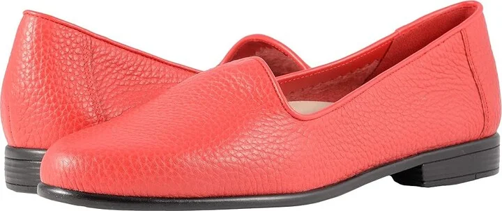 Trotters Liz Tumbled Women's Slip on Shoes Red Very Soft Leather : 9.5 WW (EE)