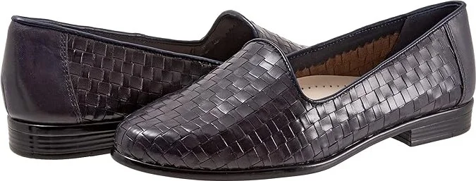 Trotters Liz Women's Shoes Navy Calf : 10.5 WW (EE), Leather