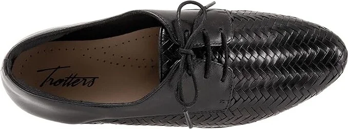 Trotters Lizzie Herringbone Women's Flat Shoes Black : 5.5 M (B), Leather - Image 2