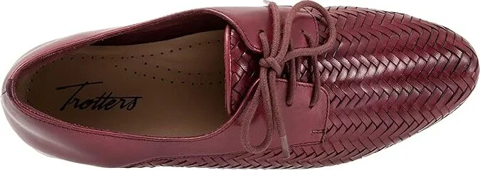 Trotters Lizzie Herringbone Women's Flat Shoes Burgundy : 6 W (D), Leather - Image 2