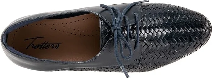 Trotters Lizzie Herringbone Women's Flat Shoes Navy : 5.5 M (B), Leather - Image 2