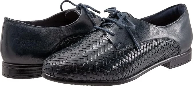 Trotters Lizzie Herringbone Women's Flat Shoes Navy : 5.5 M (B), Leather