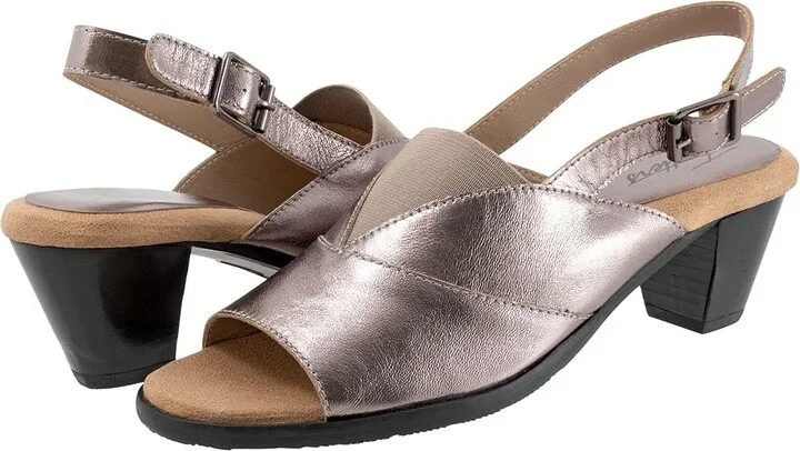 Trotters Mavis Women's Shoes Pewter Metallic : 9 M (B), Leather