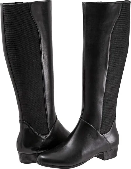 Trotters Misty Wide Shaft Women's Boots Black : 7.5 N (AA), Leather