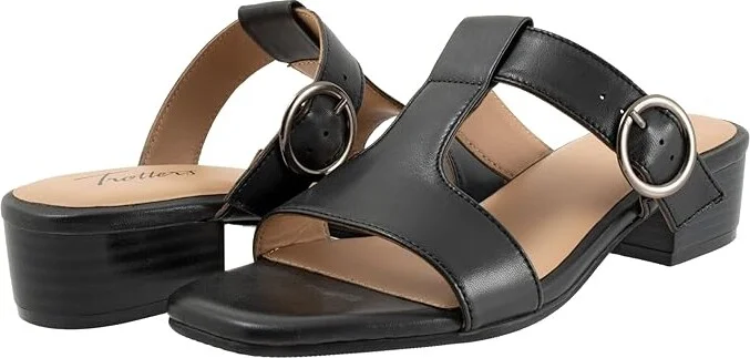 Trotters Nanna Women's Sandals Black : 6 W (D), Leather